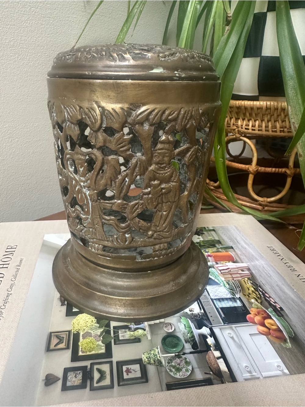 Vintage Solid Brass Chinese Candle Holder
